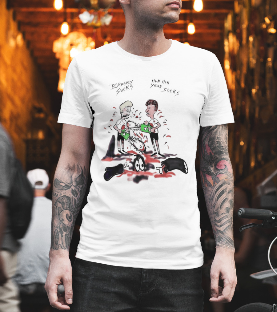 Barney Sucks Yeah Sucks Beavis and Butt Head MTV Cartoon T-Shirt