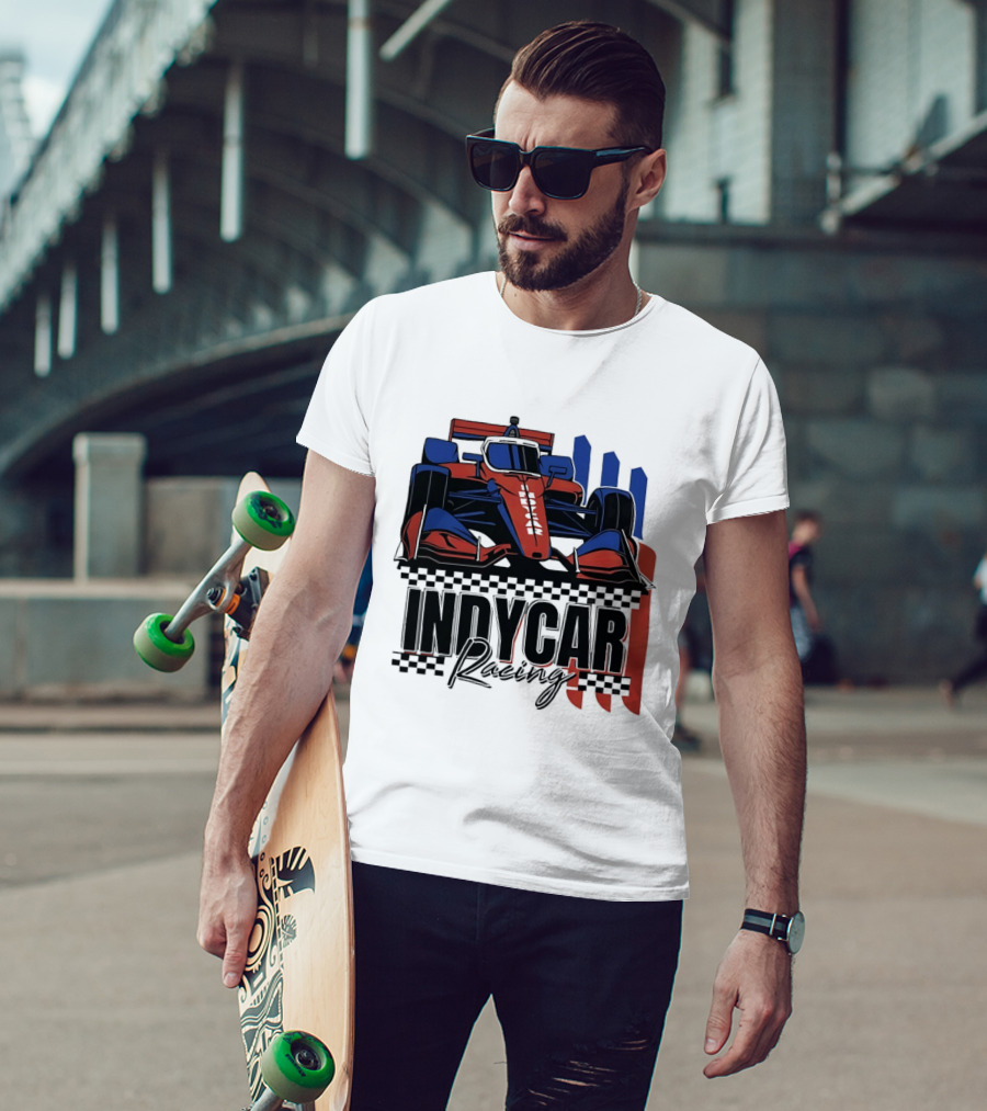 Indycar Racing Racecar Checkered Flags T-Shirt