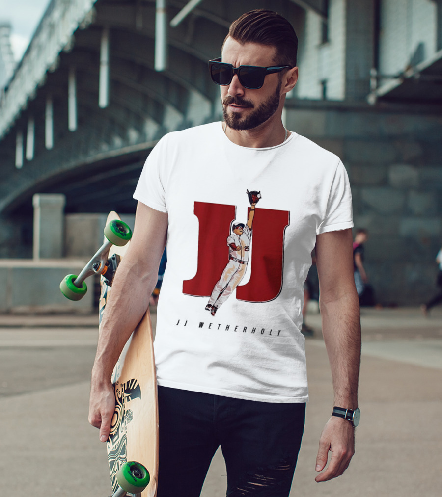JJ Wetherholt St Louis Cardinals Mad Hops Baseball Player Jumping Action T-Shirt