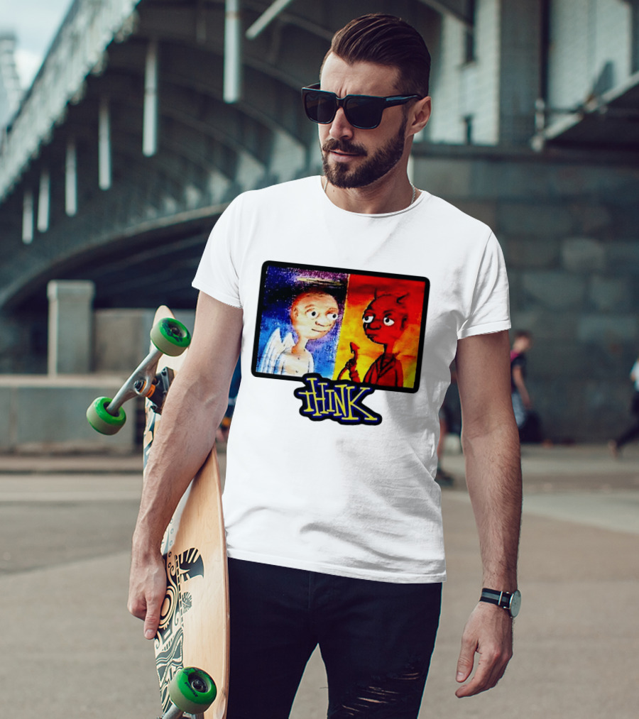 90s Classic Think Angel Vs Devil Cartoon TV Skateboard T-Shirt
