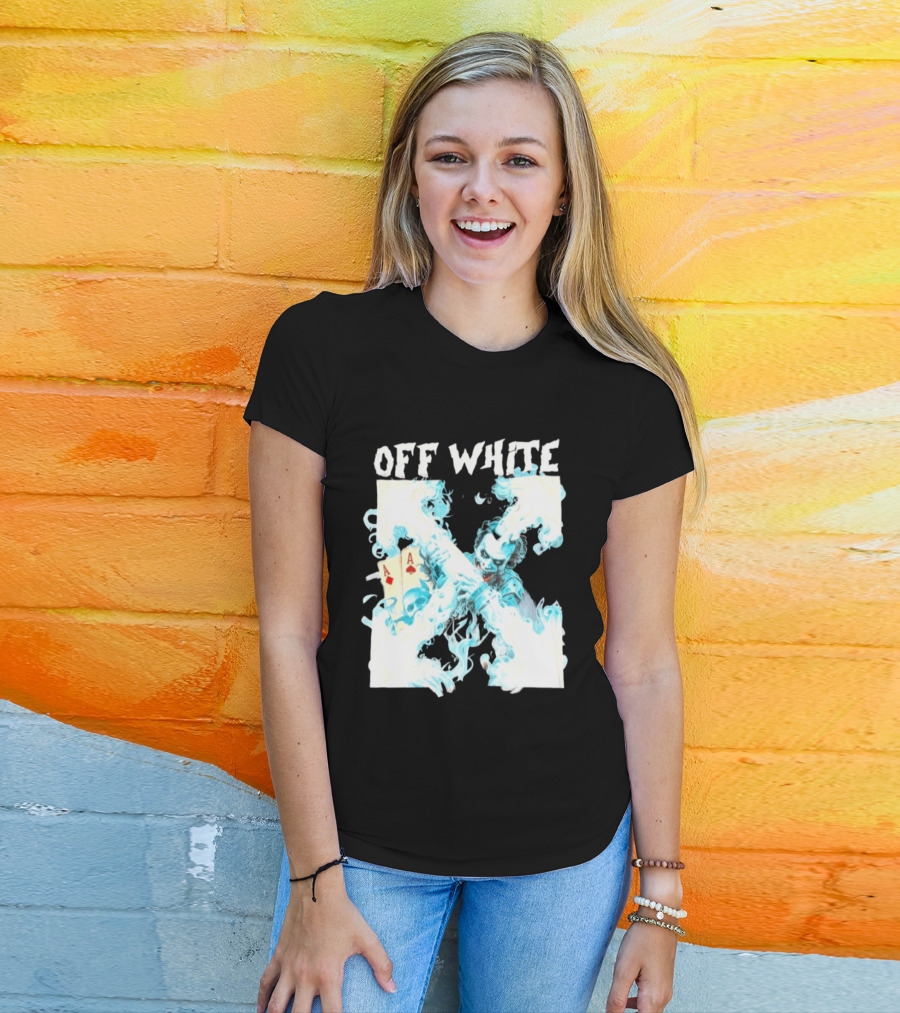 OFF WHITE Joker Blue Flame Ace Cards T-Shirt