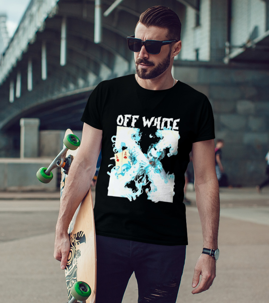 OFF WHITE Joker Blue Flame Ace Cards T-Shirt