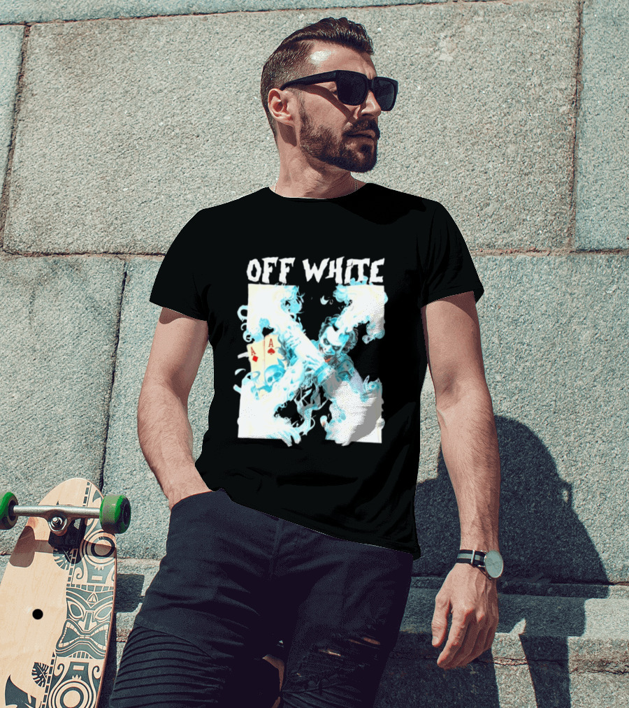 OFF WHITE Joker Blue Flame Ace Cards T-Shirt