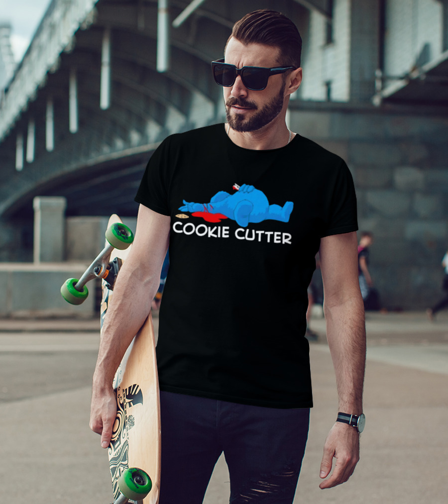 COOKIE CUTTER Blue Monster Humor Cartoon T-Shirt