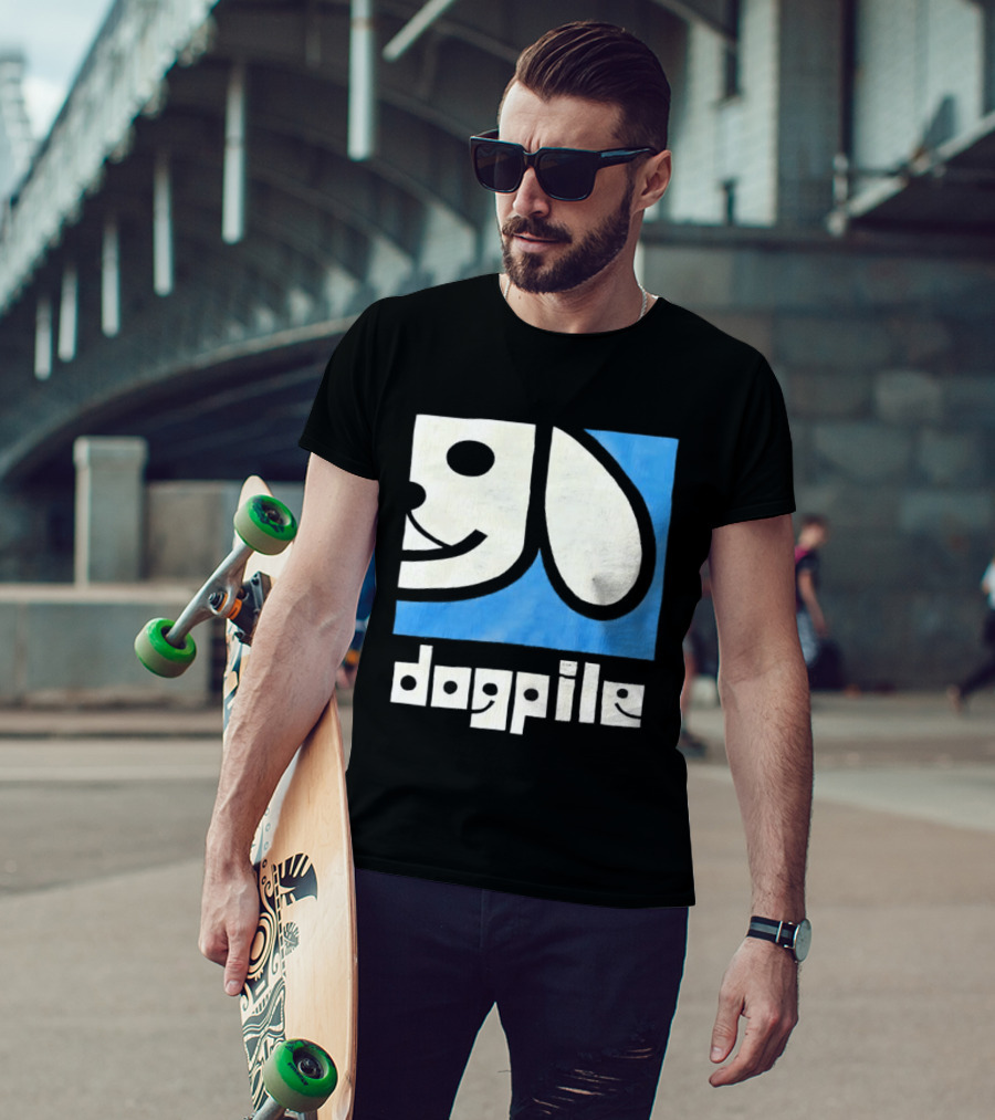 90s Dogpile Logo With Smiling Dog Face T-Shirt
