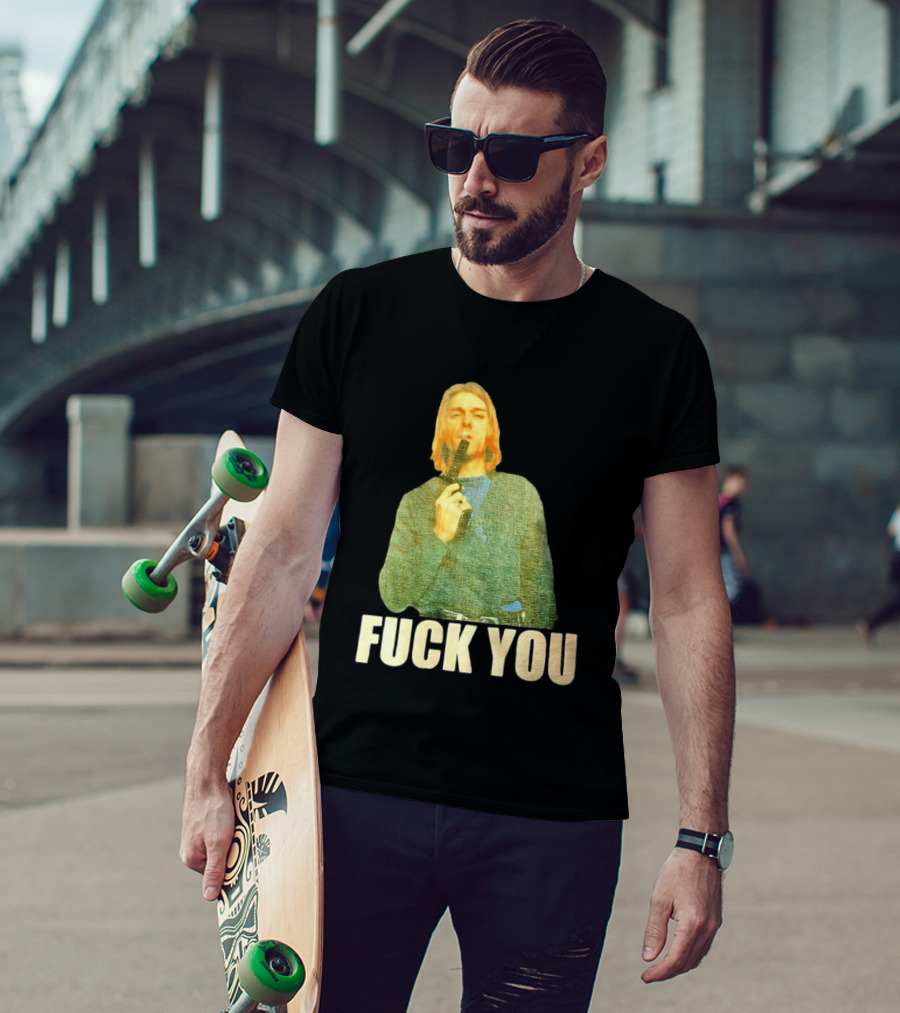 Kurt Cobain Fuck You Gun Image T-Shirt