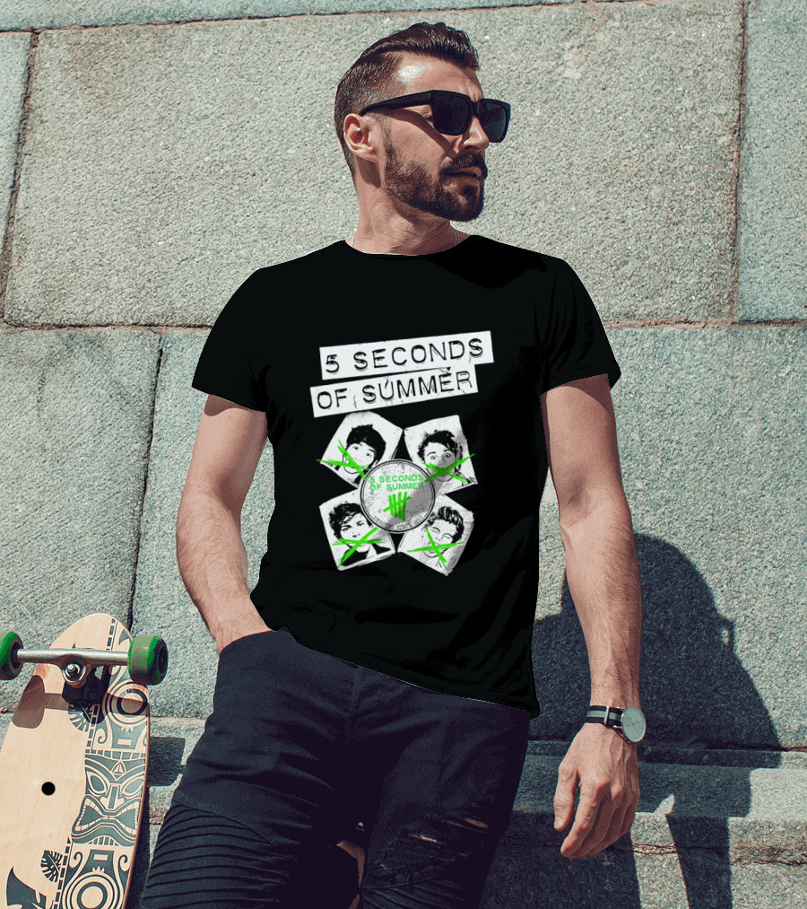 5 Seconds Of Summer 5SOS Green Iconic Faces Derping Since 2011 T-Shirt