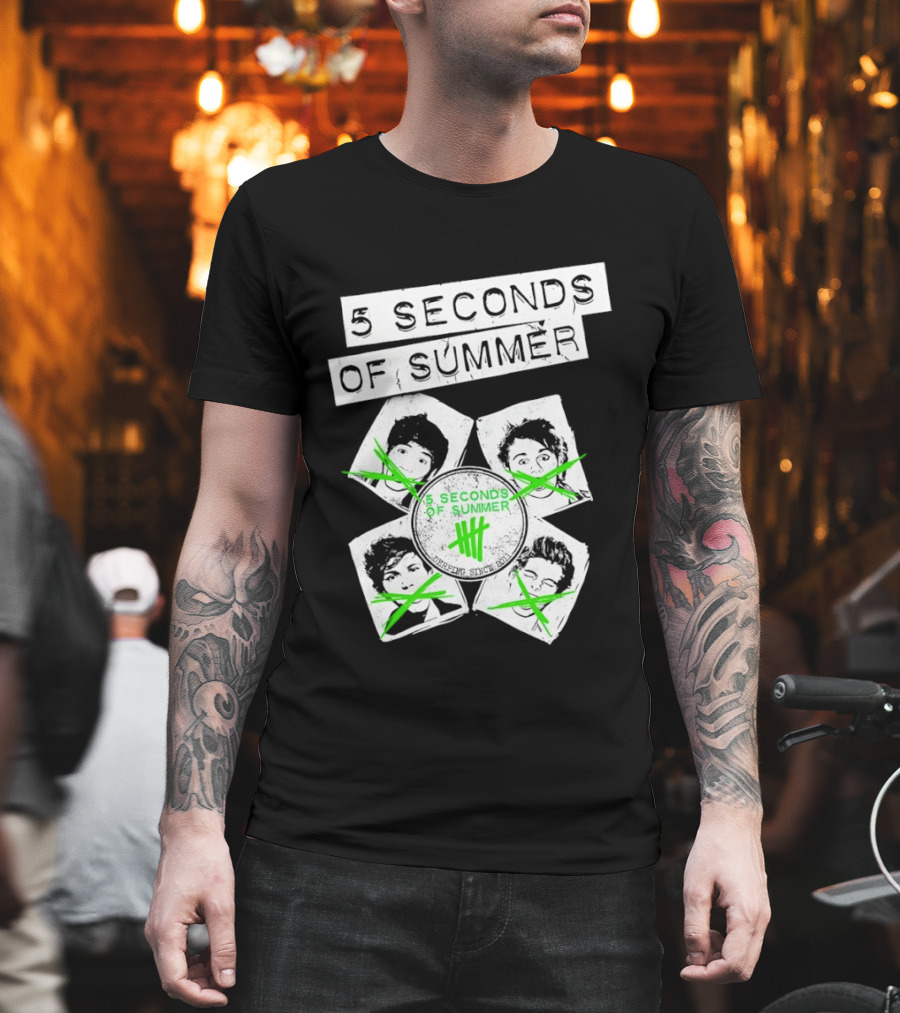 5 Seconds of Summer 5SOS Green Iconic Faces Derping Since 2011 T-Shirt