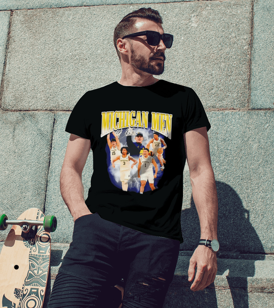 Michigan Men Basketball Player Collage 2026 Team Spirit Athletics Lightning T-Shirt
