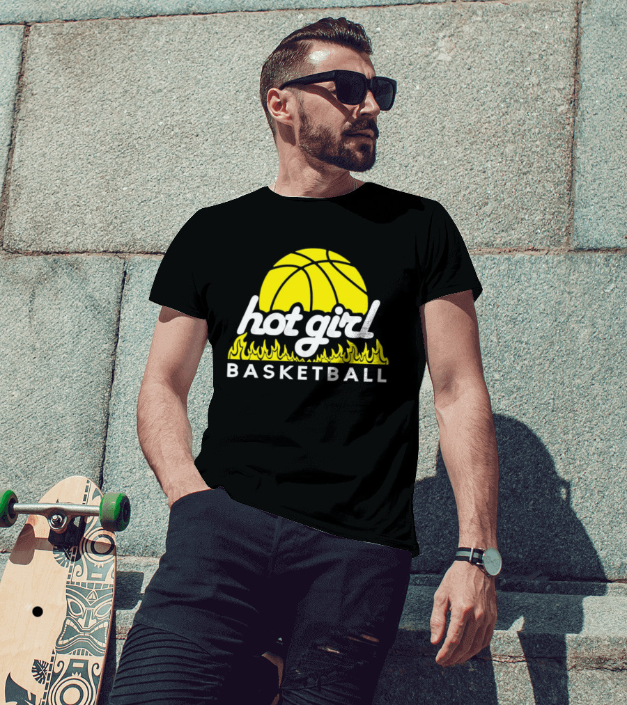 Hot Girl Basketball Fiery Yellow Basketball Flame T-Shirt