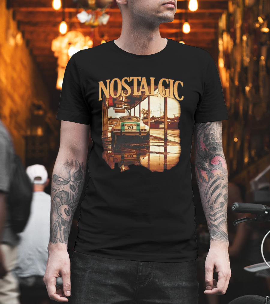Nostalgic Vintage Car Rear View With Racing Number 70 T-Shirt