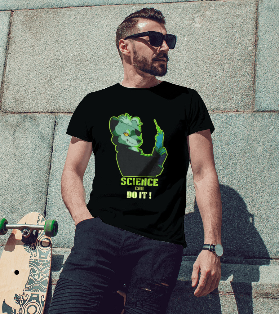 Science Can Do It Cartoon Panda With Test Tube T-Shirt