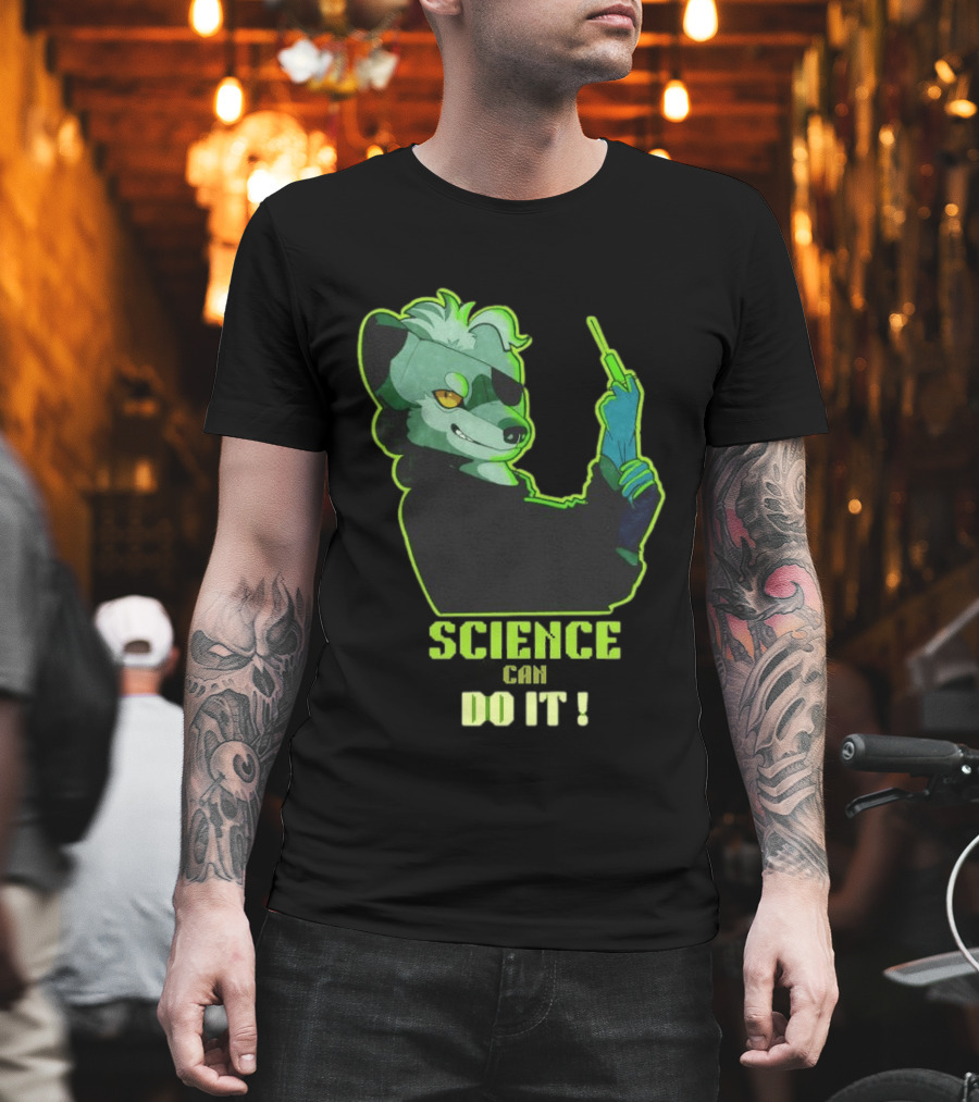 Science Can Do It Cartoon Panda with Test Tube T-Shirt