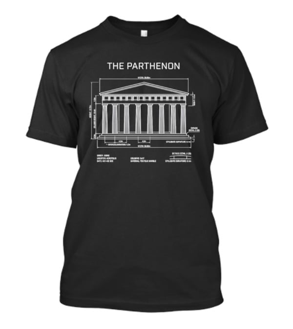 The Parthenon Blueprint Ancient Greece Architectural Diagram T-Shirt