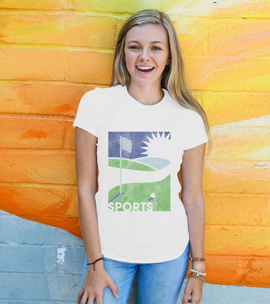 Golf Course Scenery Sports Landscape Sun Flag Ball T-Shirt
