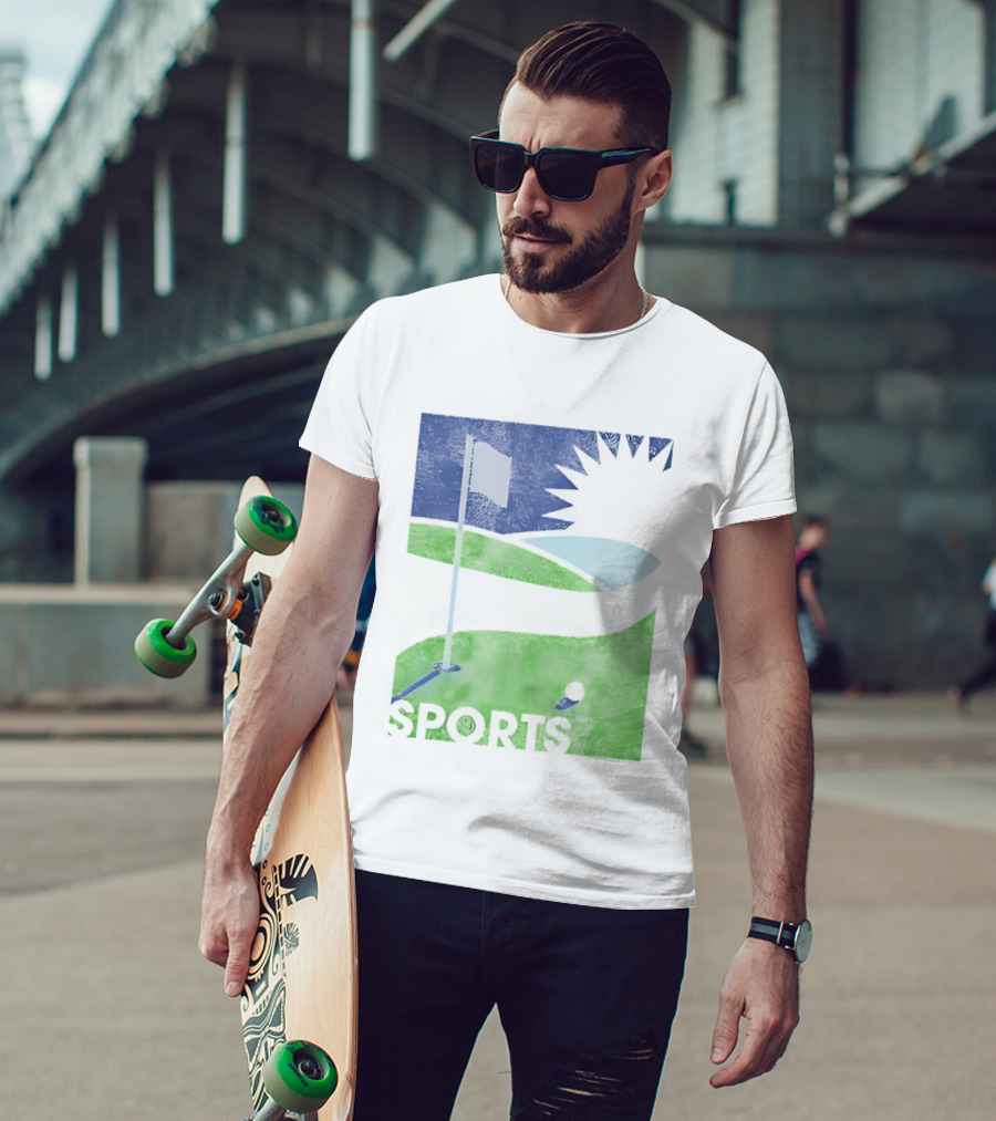 Golf Course Scenery Sports Landscape Sun Flag Ball T-Shirt
