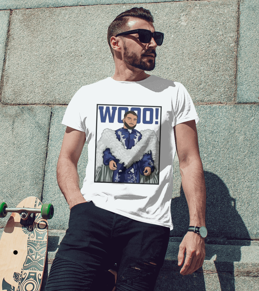 Wooo Skatt Flair New York Giants Iconic Blue Robe T-Shirt
