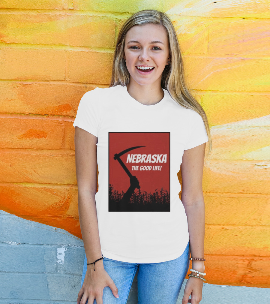 Nebraska The Good Life Hand With Sickle And Crop T-Shirt