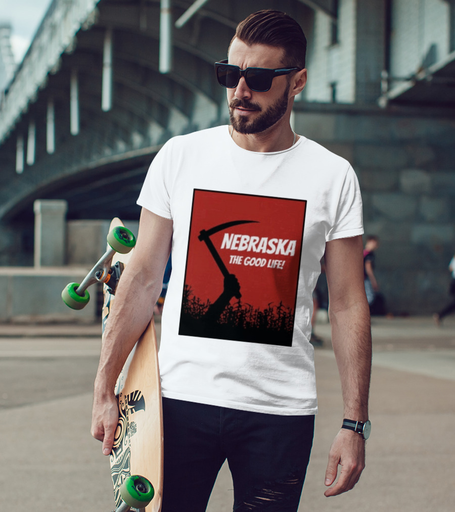 Nebraska The Good Life Hand With Sickle And Crop T-Shirt