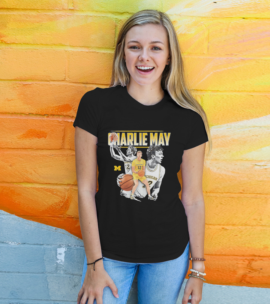 Charlie May Michigan Basketball NCAA Number 12 Collage T-Shirt
