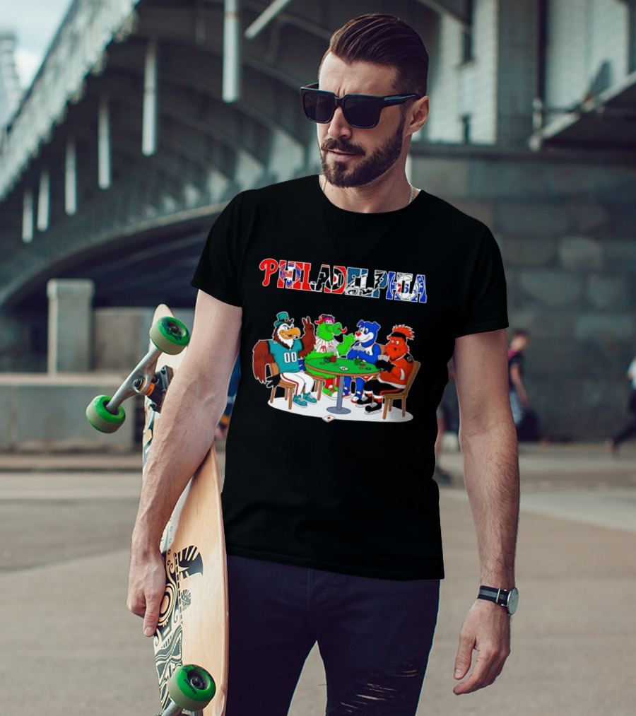 Philadelphia Mascots Playing Poker Cards T-Shirt
