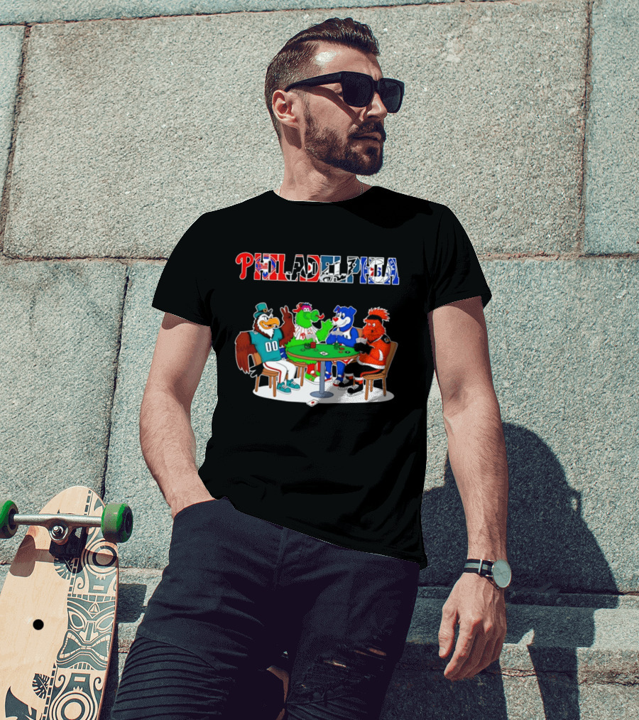 Philadelphia Mascots Playing Poker Cards T-Shirt