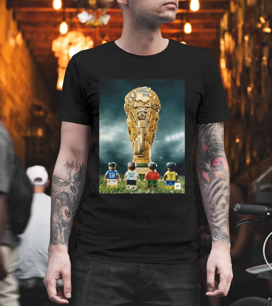 LEGO Football Legends FIFA World Cup 2026 Trophy Lionel Messi Cristiano Ronaldo Kylian Mbappé Vinicius Junior T-Shirt