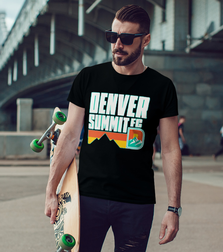 Denver Summit FC Mountains D Emblem Olive Wordmark T-Shirt