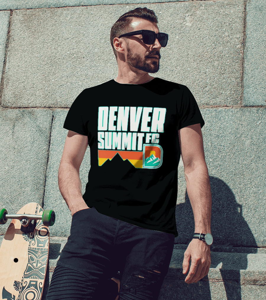 Denver Summit FC Mountains D Emblem Olive Wordmark T-Shirt