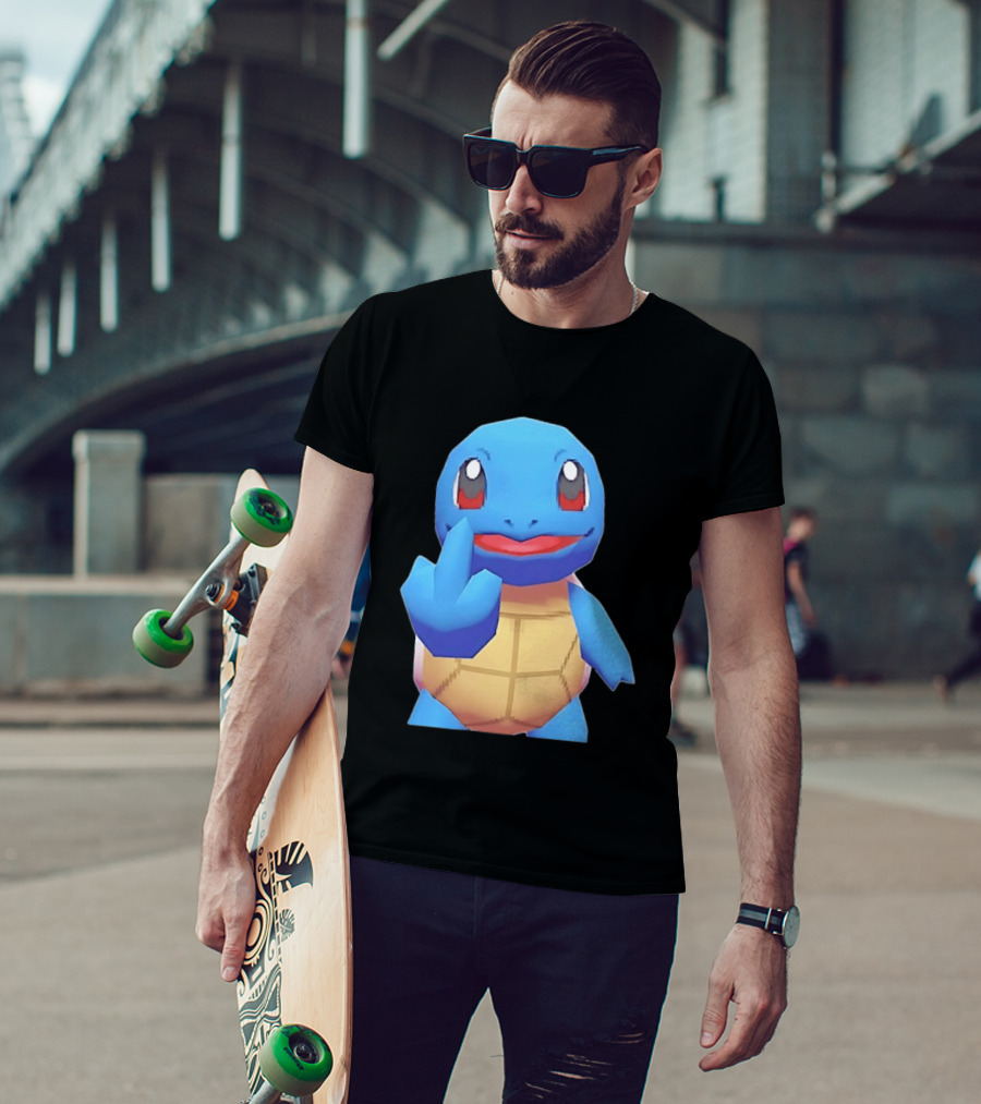 Squirtle Pokémon Gesture Middle Finger Playful Attitude T-Shirt