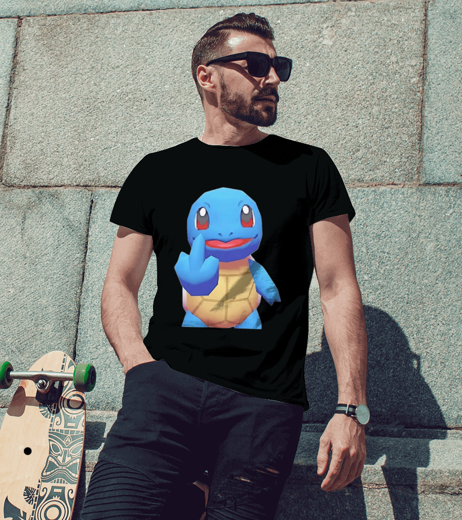 Squirtle Pokémon Gesture Middle Finger Playful Attitude T-Shirt