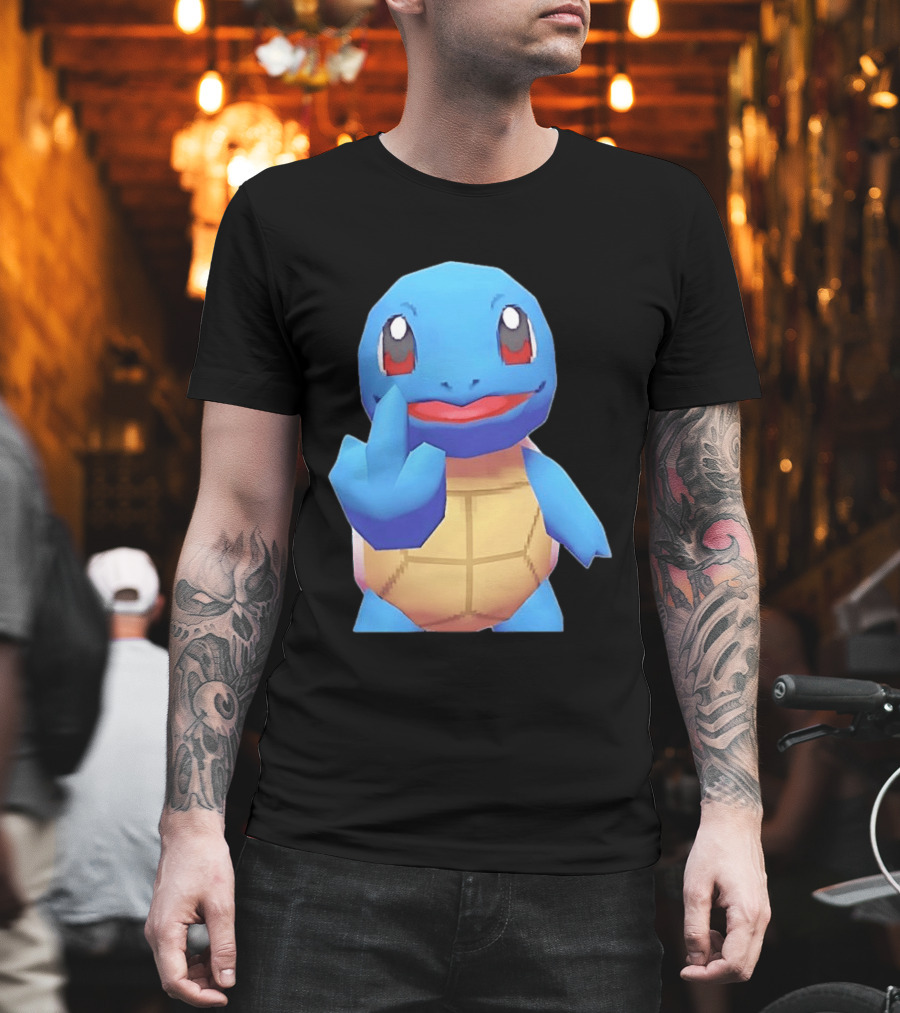 Squirtle Pokémon Gesture Middle Finger Playful Attitude T-Shirt