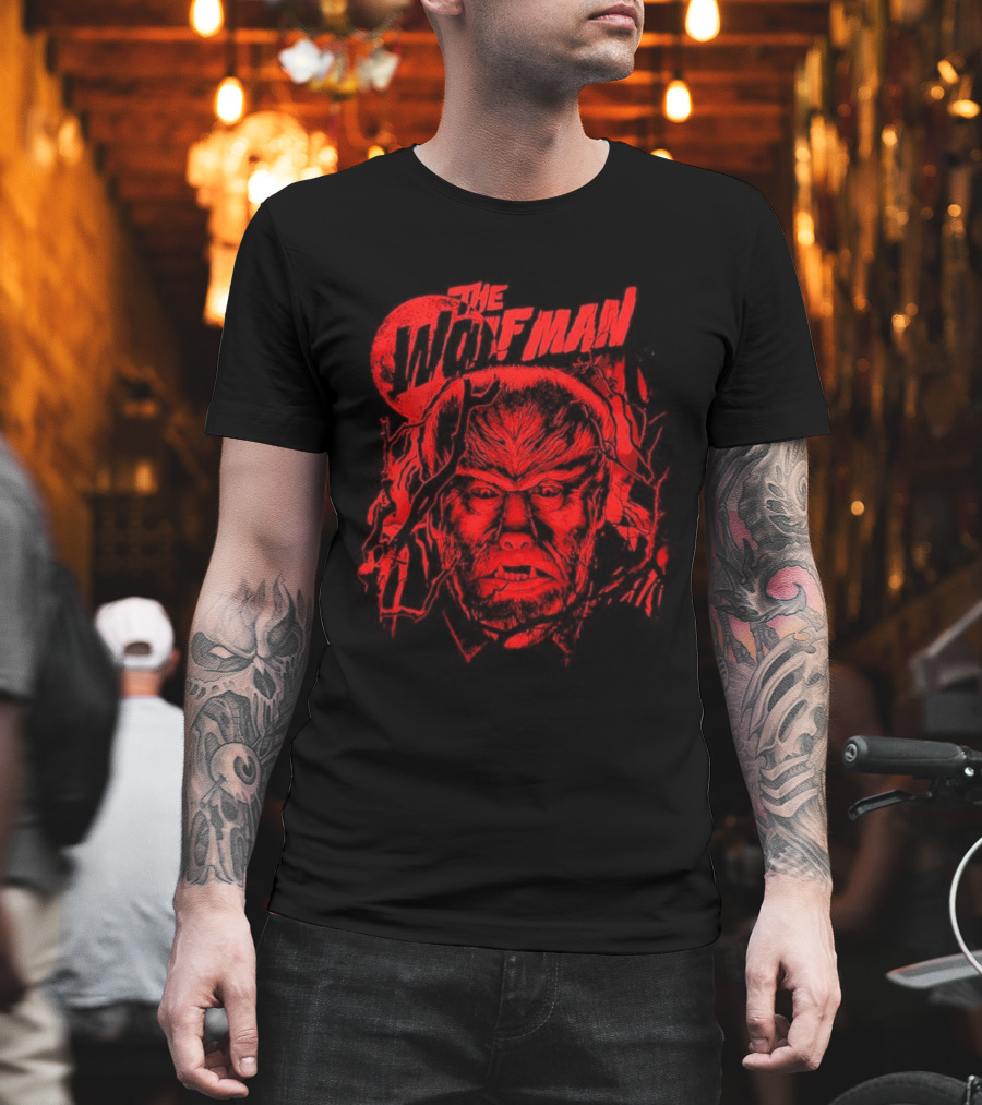 The Wolfman Under Moon Halloween Classic Monster Face T-Shirt