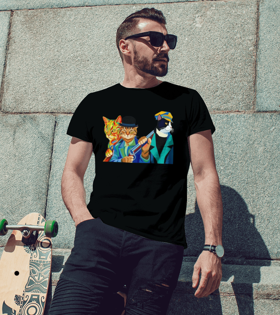 Three Cats Jazz Band Colorful Feline Musicians With Suits And Instruments T-Shirt