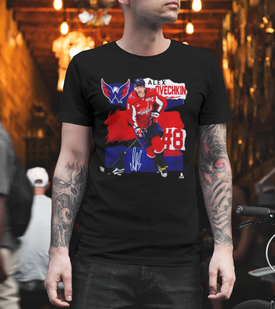 Washington Capitals Alex Ovechkin #8 Hockey Signature T-Shirt