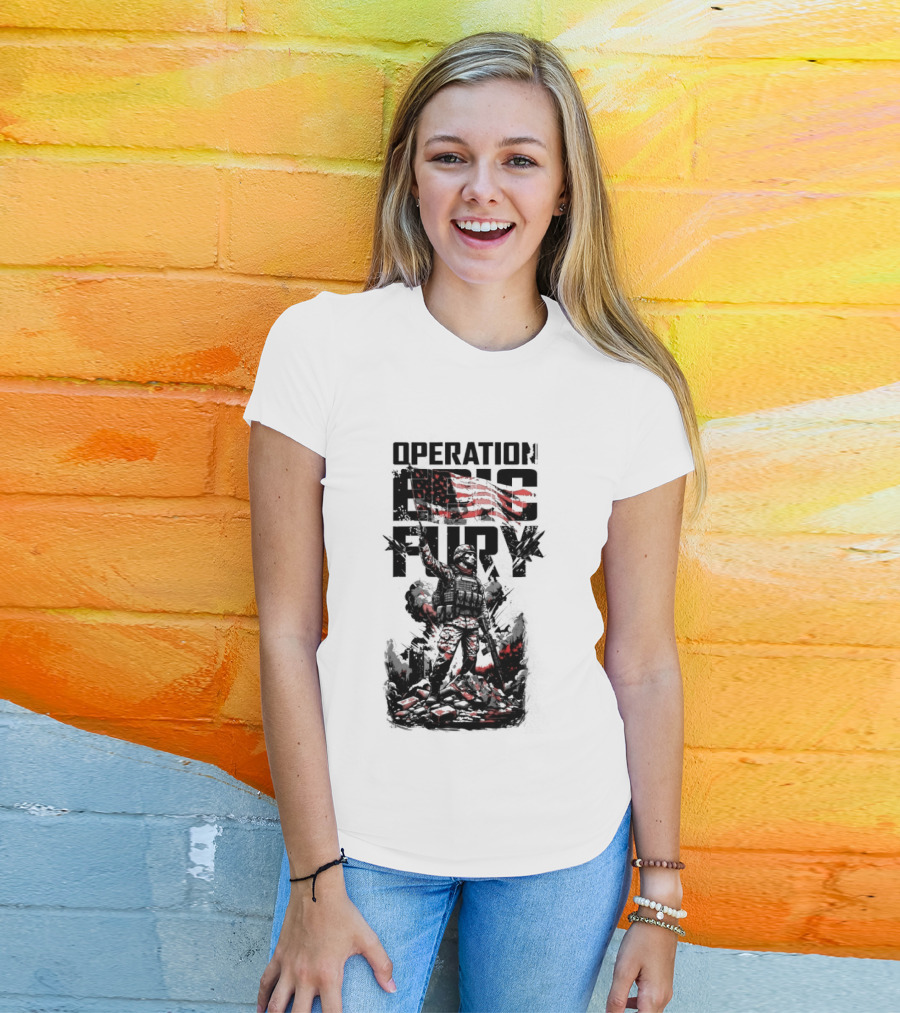 Operation Epic Fury American Flag Soldier 2.0 T-Shirt