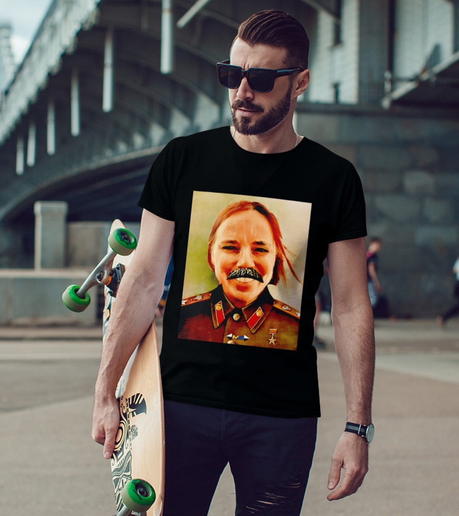 Comrade Bellows Military Portrait Caricature With Mustache T-Shirt