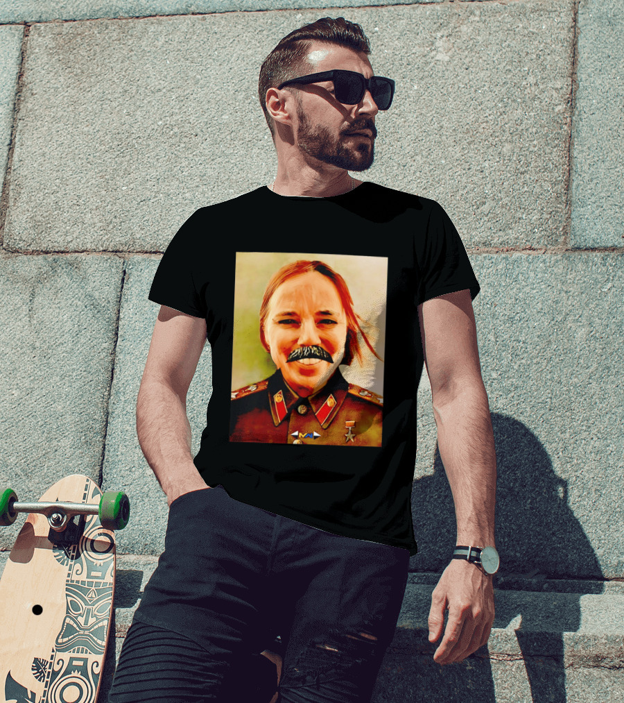 Comrade Bellows Military Portrait Caricature With Mustache T-Shirt