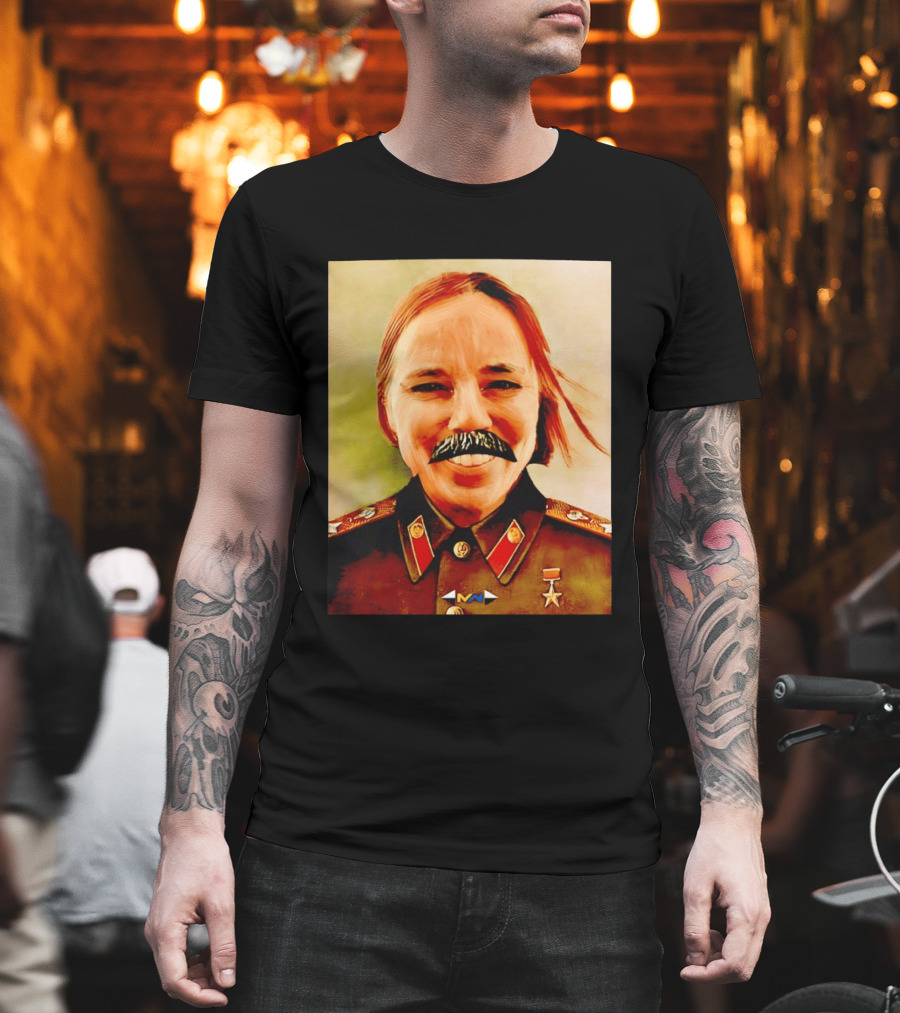 Comrade Bellows Military Portrait Caricature With Mustache T-Shirt