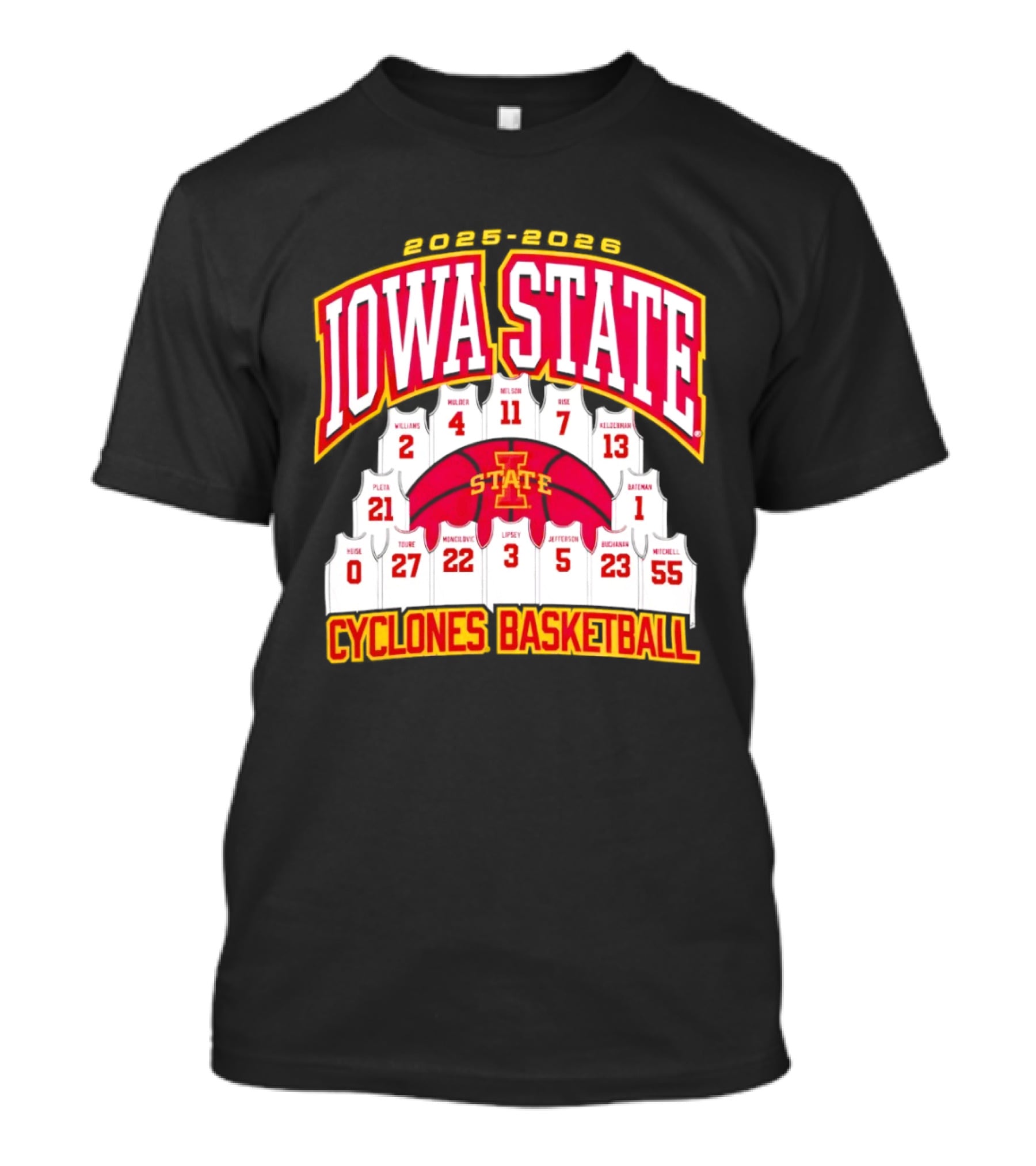 2023 2024 Iowa State Cyclones Basketball Team Roster Jersey T-Shirt