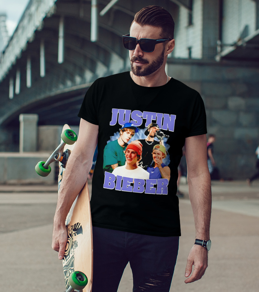 Justin Bieber Singing And Smiling With Various Iconic Looks T-Shirt