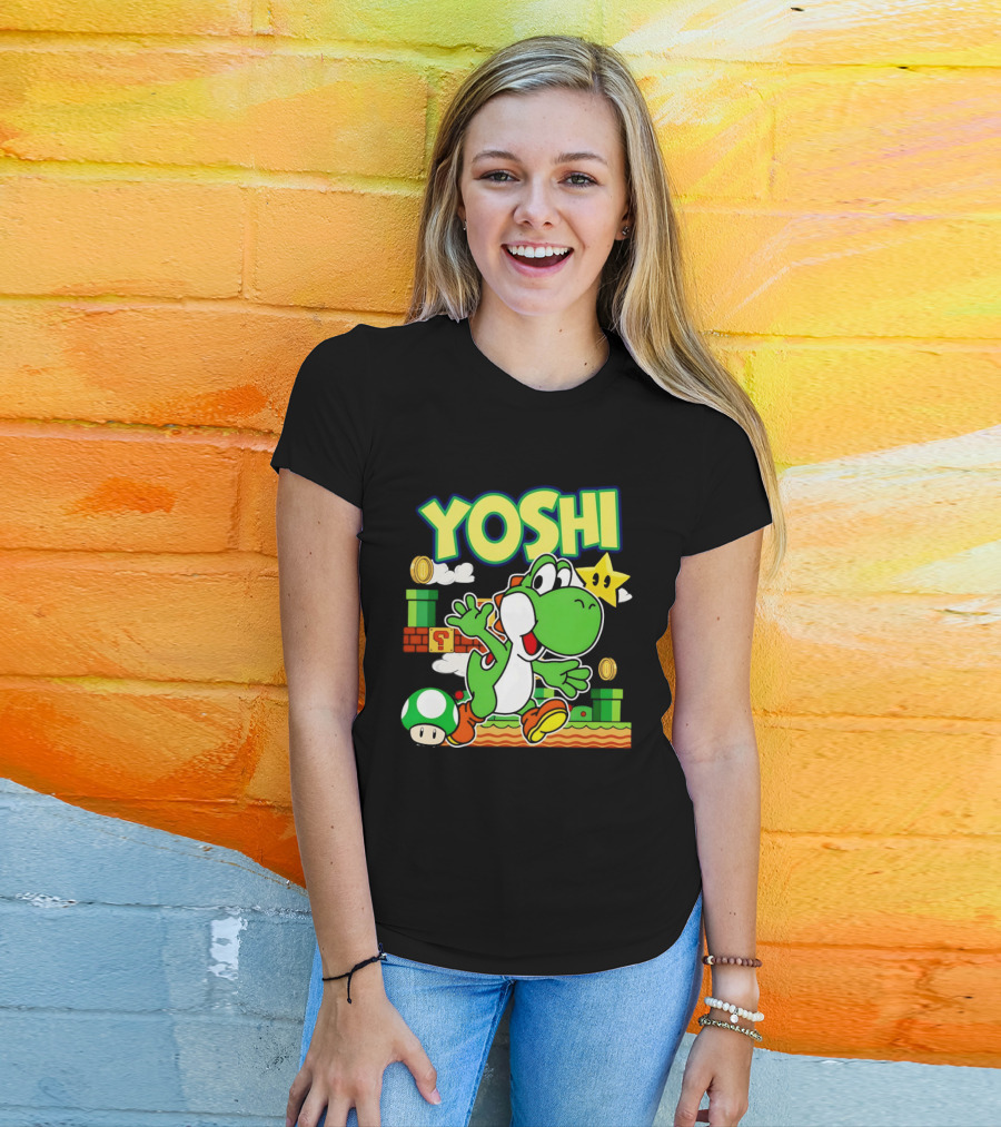 Yoshi Super Mario Bros Game Iconic Green Dinosaur Adventure T-Shirt