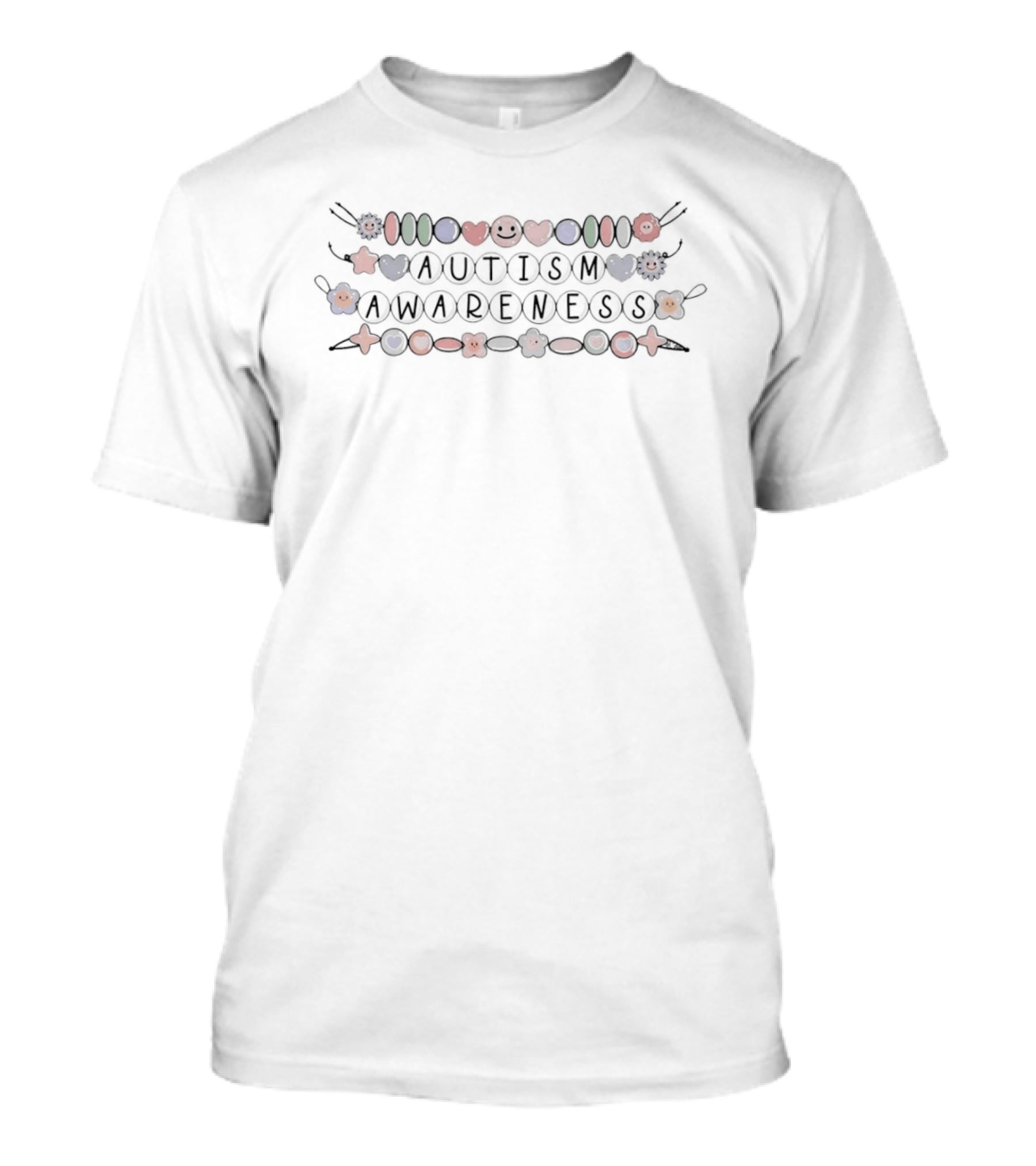 Autism Awareness Smiley Face Sunflower Charm Beads T-Shirt