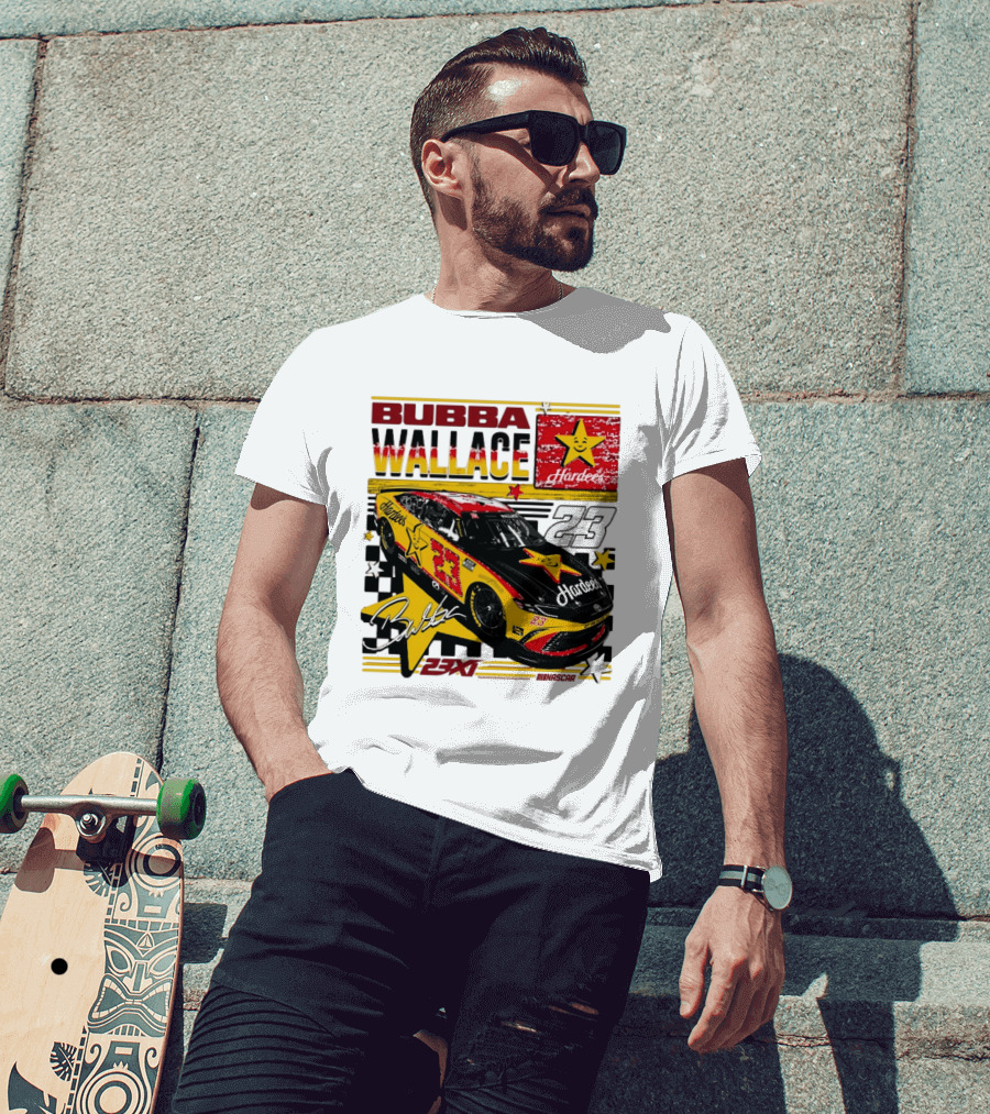 Bubba Wallace 23XI Racing Hardee's Car Number 23 Racing Team T-Shirt