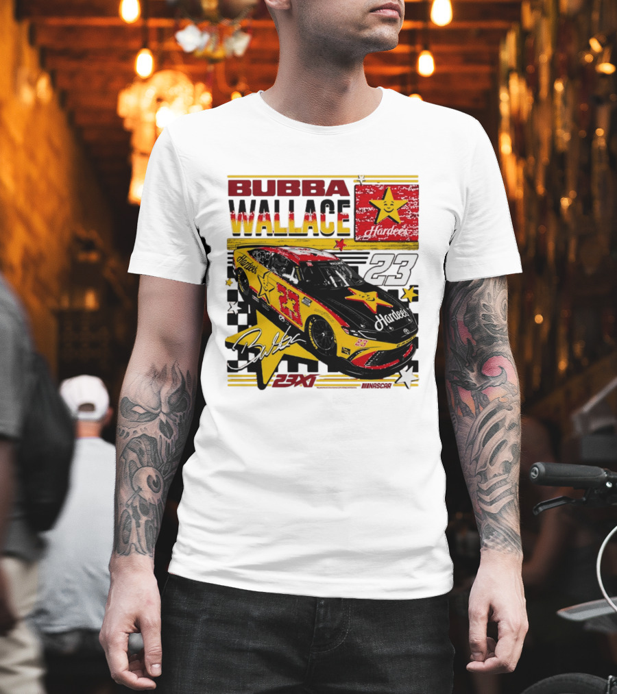 Bubba Wallace 23XI Racing Hardee's Car Number 23 Racing Team T-Shirt