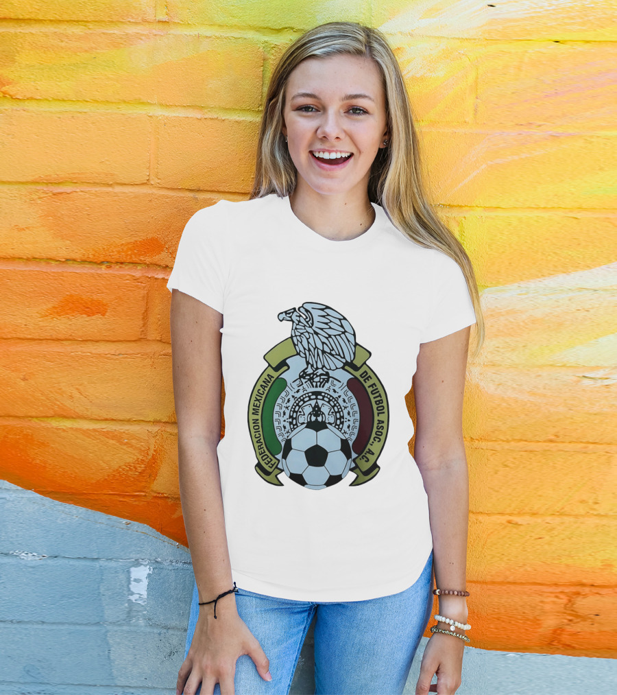 Federacion Mexicana De Futbol Asociacion AC Soccer Ball Emblem With Eagle And Aztec T-Shirt