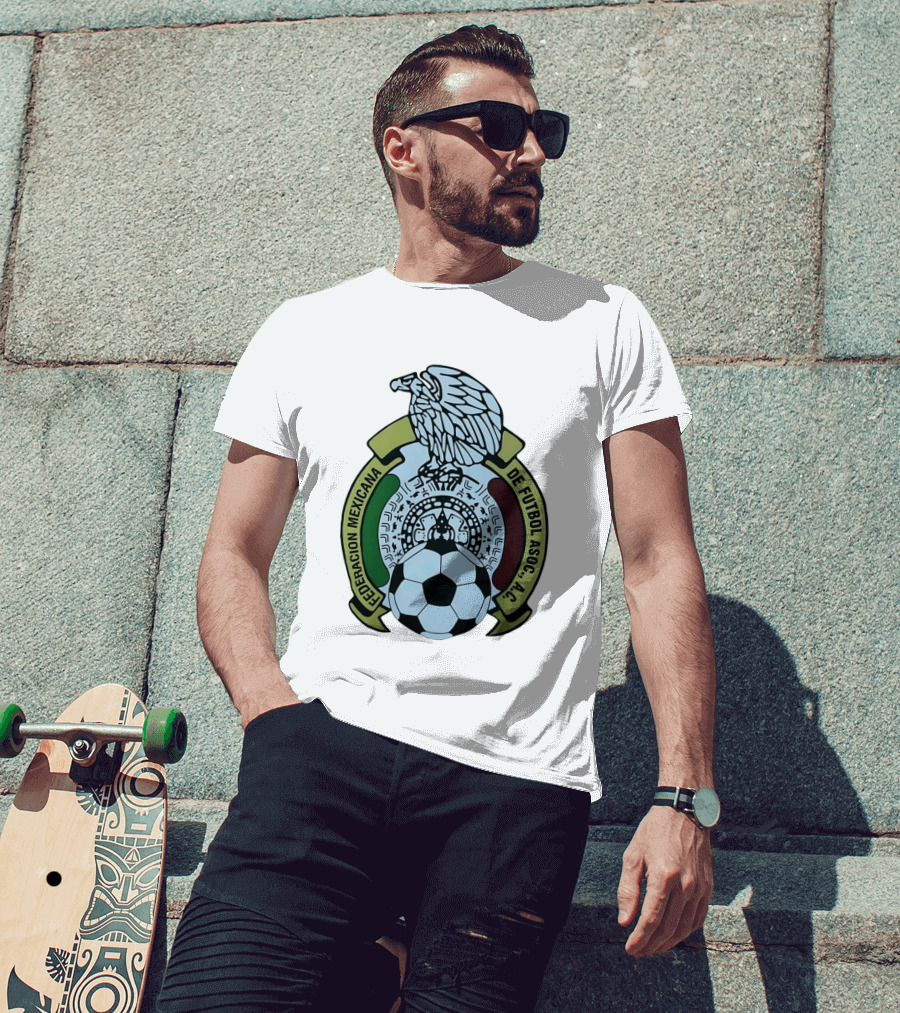 Federacion Mexicana De Futbol Asociacion AC Soccer Ball Emblem With Eagle And Aztec T-Shirt