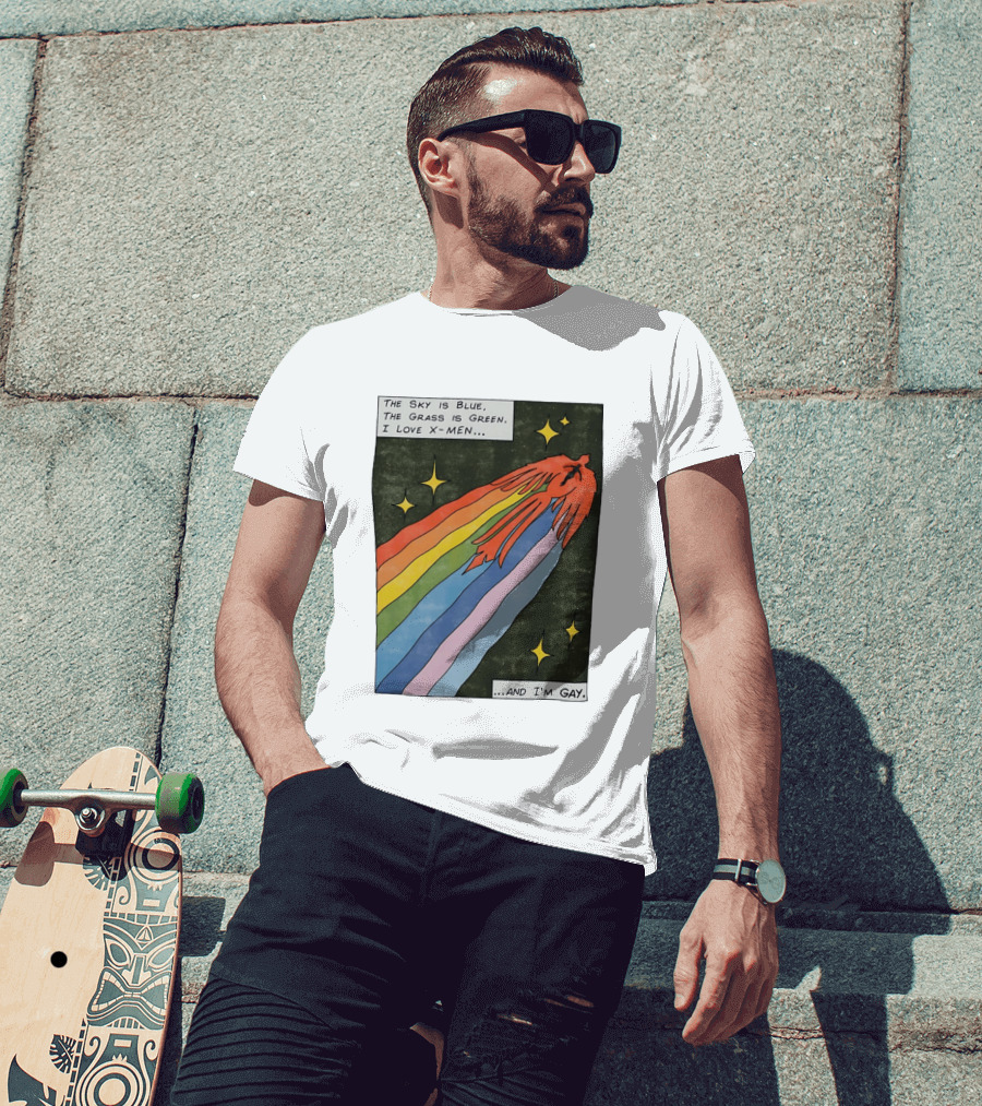 The Sky Is Blue The Grass Is Green I Love X Men Rainbow And I'm Gay T-Shirt