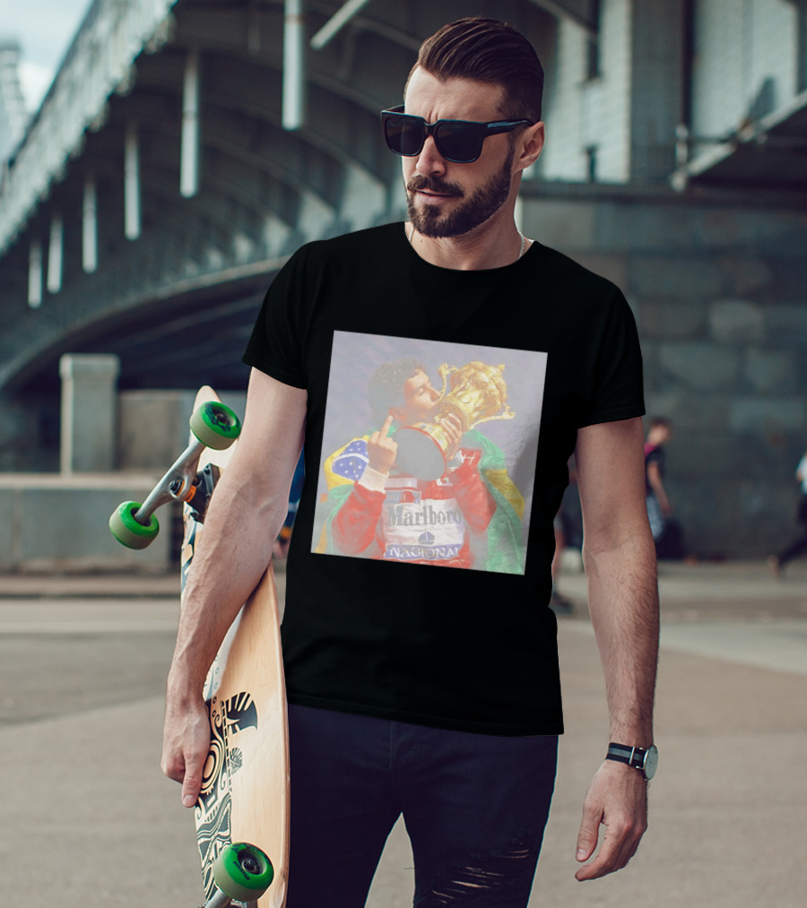 Ayrton Senna Iconic F1 Trophy Celebration And Gesture T-Shirt