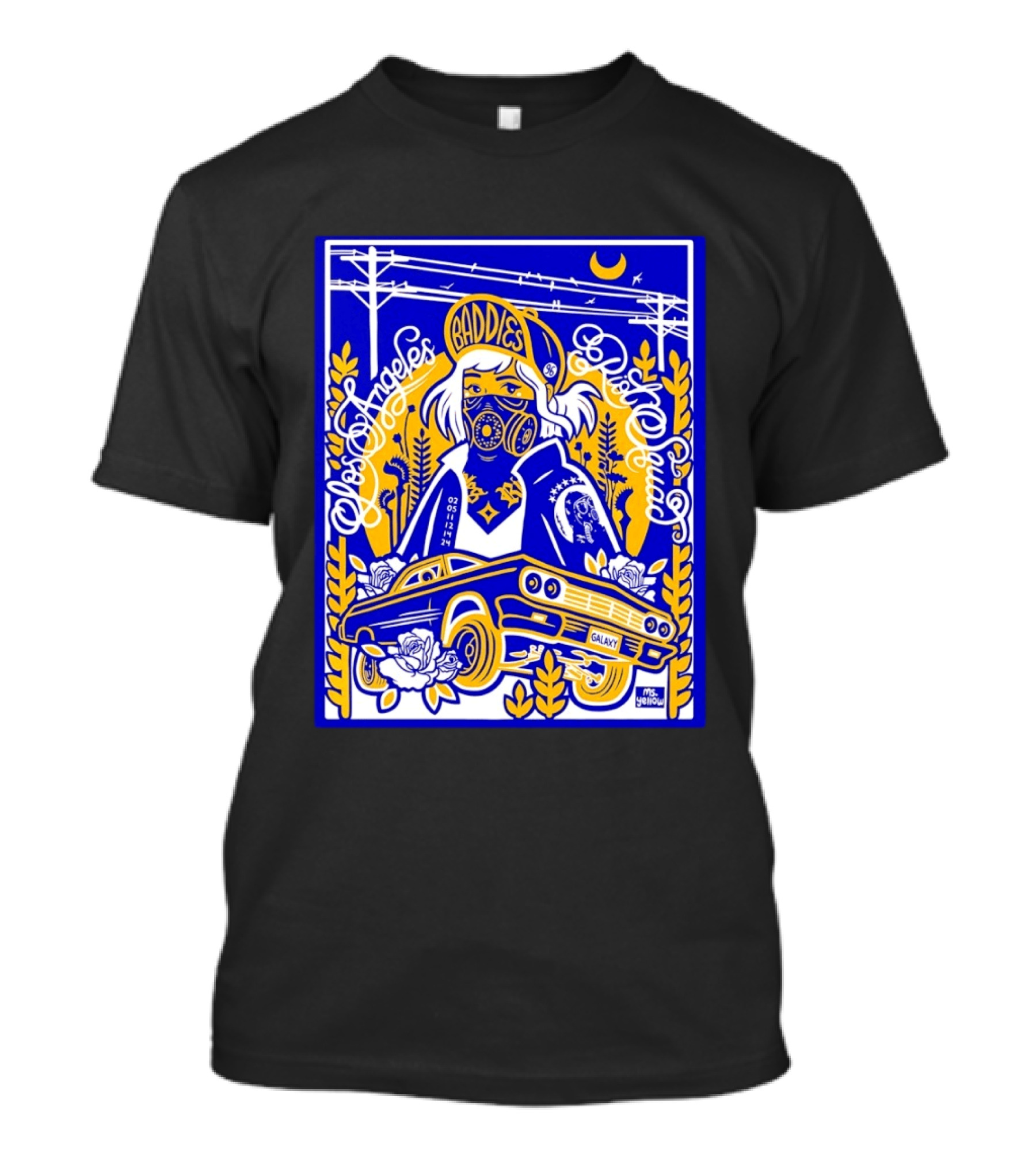 Baddies Los Angeles Riot Squad Galaxy Car Artwork By Ms. Yellow T-Shirt